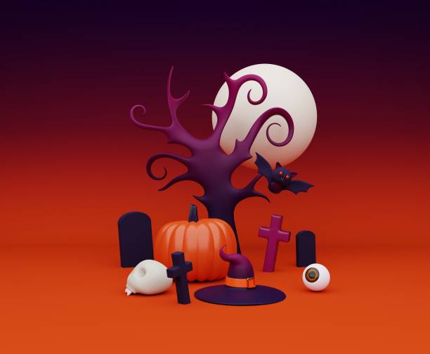 istock 3d rendering Halloween illustration. Pumpkin, scary cartoon illustration 1427210377