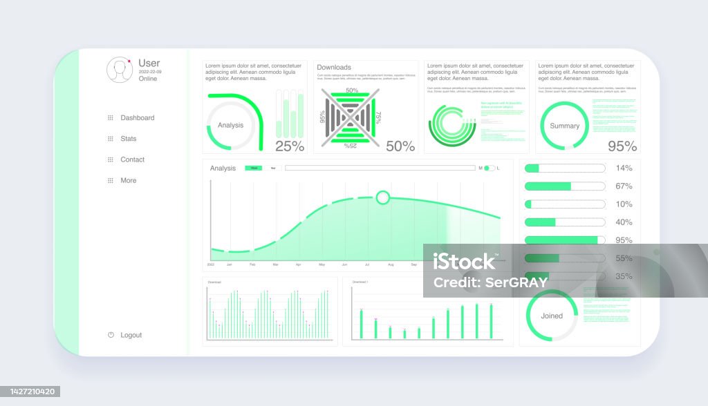 Dashboard Abstract Design Web Stock Illustration - Download Image Now - Abstract, Activity ...