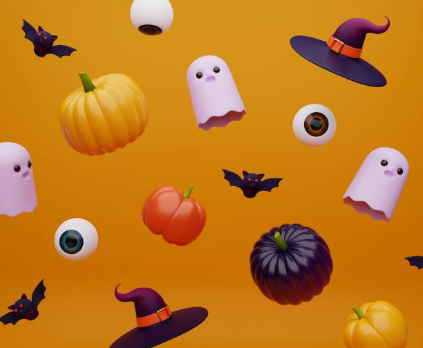 istock 3d rendering Halloween illustration with pumpkins 1427210491