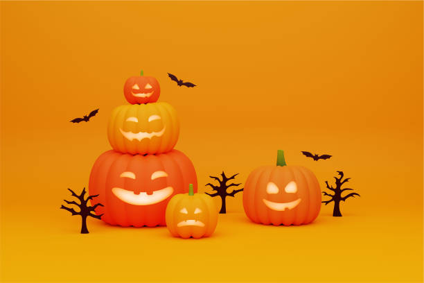istock 3d rendering Halloween illustration with pumpkins 1427210659