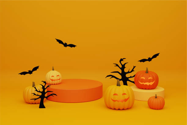 istock 3d rendering Halloween illustration with pumpkins 1427210703
