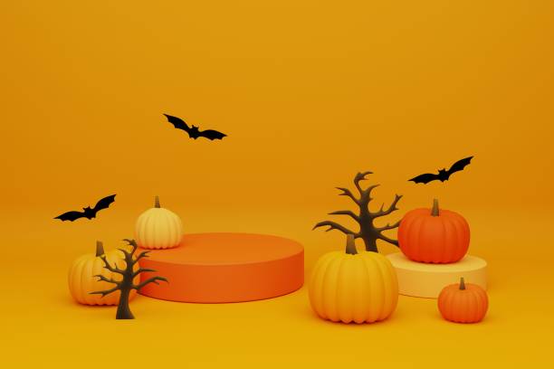 istock 3d rendering Halloween illustration with pumpkins 1427210707