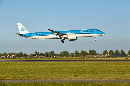 Part of the fleet of aircrafts of KLM, the Royal Netherlands Airline, is parked on runway 36R-18L at Schiphol Amsterdam Airport due to the COVID-19 crisis.