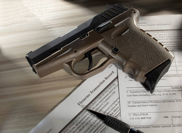 istock Semi-auto pistol on public domain form for its purchase 1427223260
