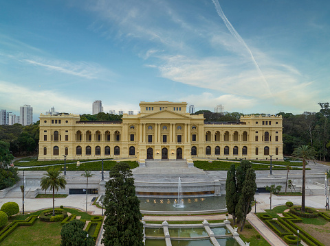 Aerial shoot of Ipiranga's museum, where on September 07, 1822, Brazil became Independent, São Paulo,Brazil