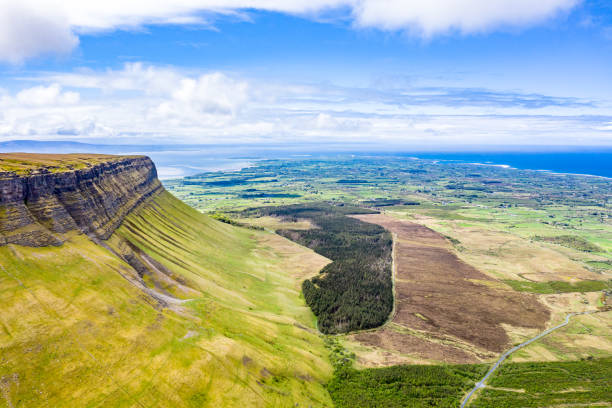 Aerial view of the mountain Benbulbin in County Sligo, Ireland Aerial view of the mountain Benbulbin in County Sligo, Ireland ben bulben stock pictures, royalty-free photos & images