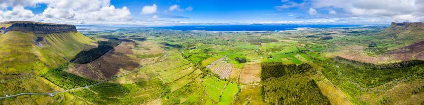 Aerial view of the mountain Benbulbin in County Sligo, Ireland