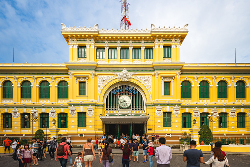 December 30, 2016: Saigon Central Post Office. It was constructed when Vietnam was part of French Indochina in the late 19th century and located in the downtown Ho Chi minh city, vietnam.