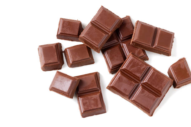 istock Top view of milk chocolate bar isolated on white background, 1427237281