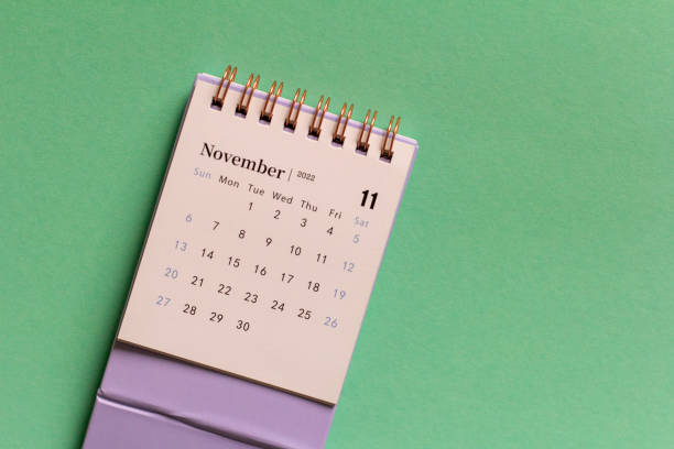 istock Hello, November.Desktop calendar for planning for November 2022 . 1427243188