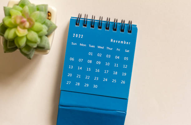 istock Hello, November.Desktop calendar for planning for November 2022 . 1427243200