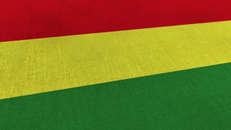 National Flag of Bolivia Animation Stock Video - Bolivian Flag Textured 3d Rendered Background - Highly Detailed Fabric Pattern