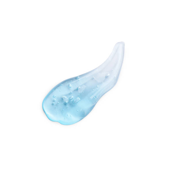 istock Smear of light blue ointment on white background, top view 1427246393