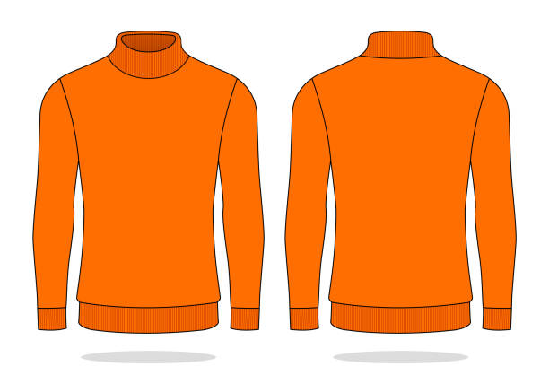 istock Blank Orange Turtle Neck Long Sleeve T-Shirt Template On White Background, Vector File 1427249777