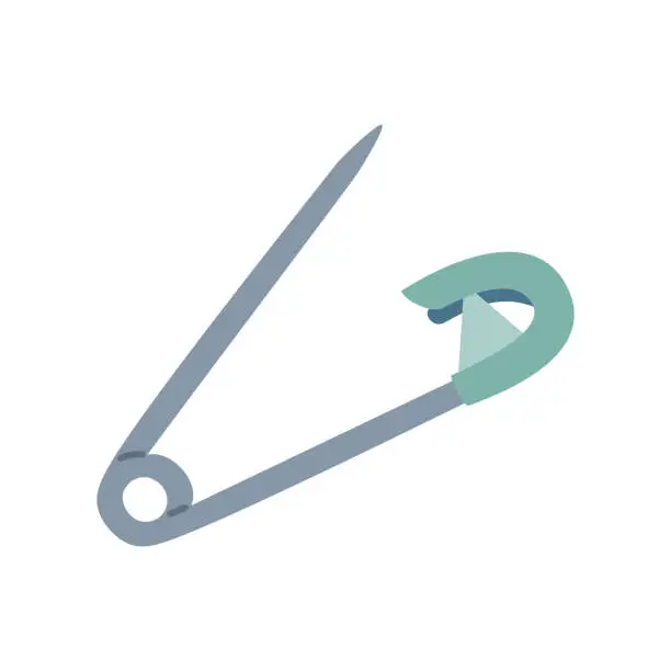 Vector illustration of Tailor open safety pin.