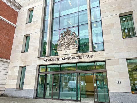 London, UK- June 28,2022: The office building of Westminster Magistrates Court. Westminster Magistrates' Court is a magistrates' court at 181 Marylebone Road, London.