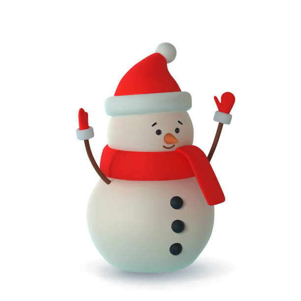 istock Realistic 3d funny snowman wearing red hat. Merry Christmas and Happy New Year. Vector illustration 1427257787