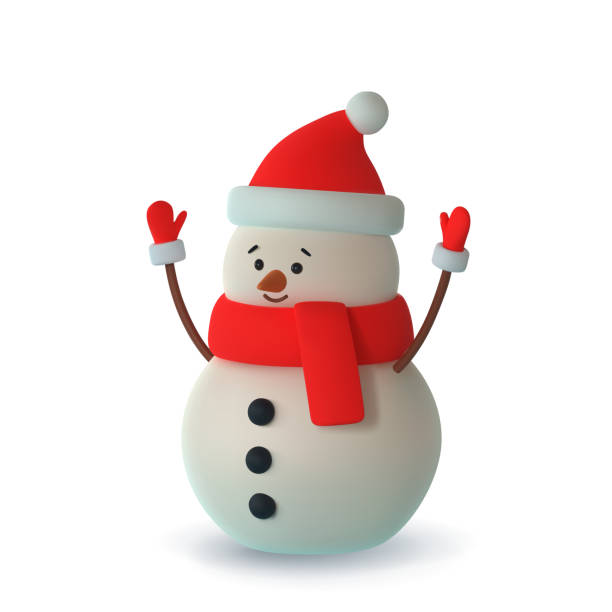 istock Realistic 3d funny snowman wearing red hat. Merry Christmas and Happy New Year. Vector illustration 1427257796