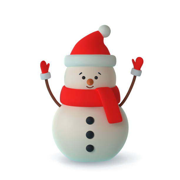 istock Realistic 3d funny snowman wearing red hat. Merry Christmas and Happy New Year. Vector illustration 1427257798