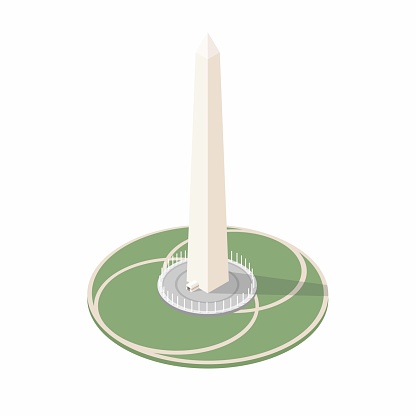 Washington Monument American famous building landmark illustration isometric vector