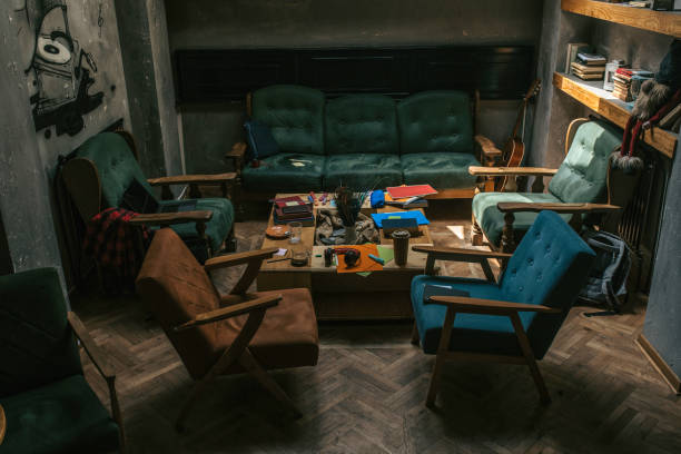 istock High angle view of cozy cafe without people 1427264470