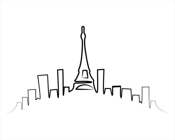 istock Paris city skyline line. Line drawing of Paris city Vector illustration 1427266051