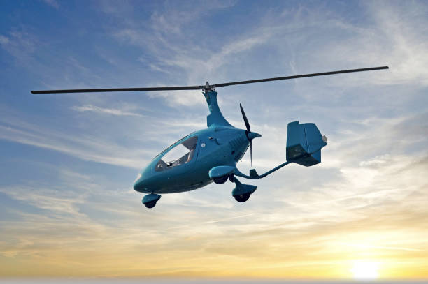 istock Experimetal gyrocopter in flight 1427268108