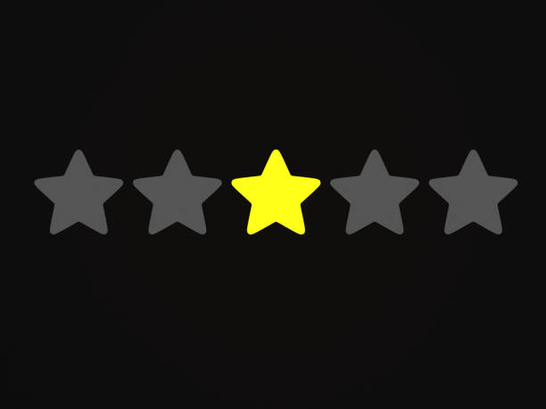istock 3d minimal lighting star. Customer satisfaction concept. Customer feedback. Service quality standard. A service evaluation. 1 star glowing out of 5. 3d illustration. 1427268250