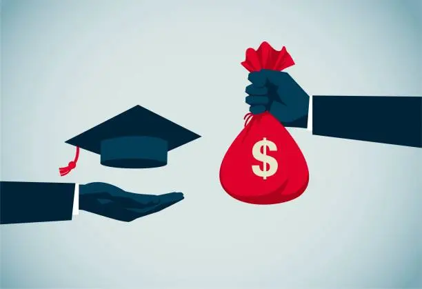 Vector illustration of exchange money for diploma