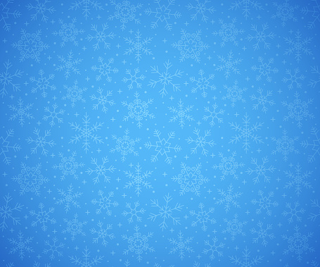 Vector illustration of blue snowflake seamless background.