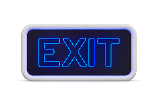 sign exit on white background. Isolated 3D illustration