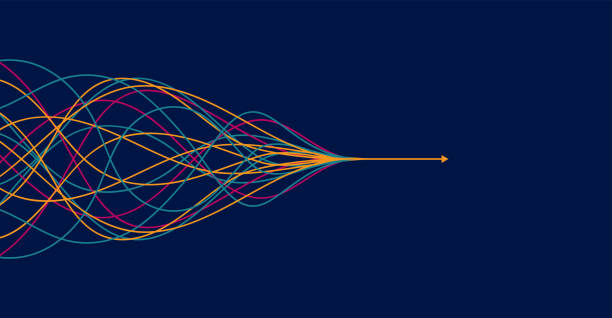 illustrations, cliparts, dessins animés et icônes de direction abstraite de la flèche. contexte technologique - concepts