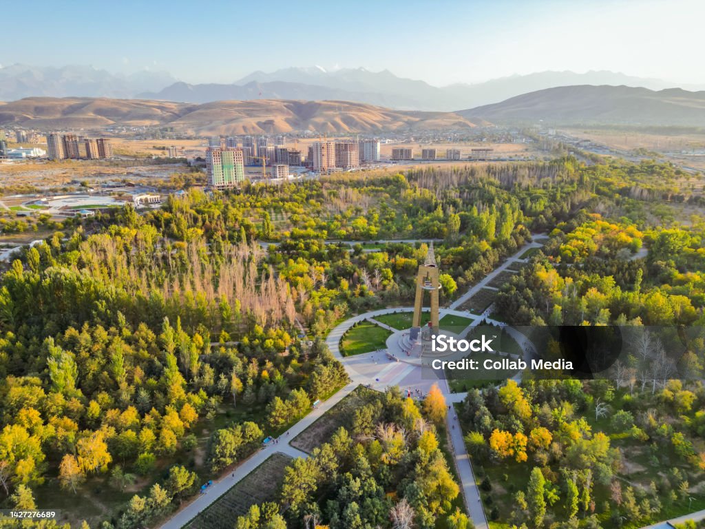 Aerial view of Victory park in Bishkek city Kyrgyzstan Bishkek Stock Photo