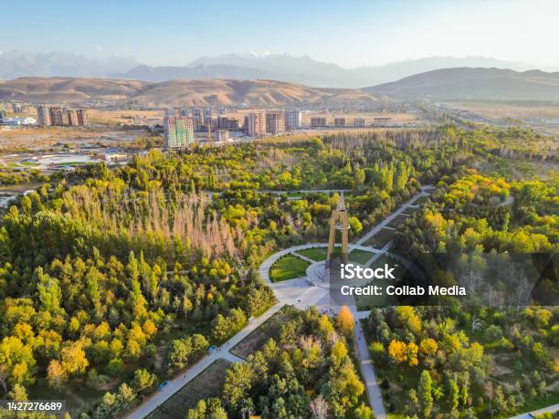 Aerial View Of Victory Park In Bishkek City Kyrgyzstan Stock Photo - Download Image Now