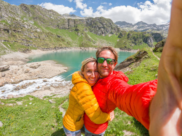 istock Couple hiking taking a selfie 1427277548
