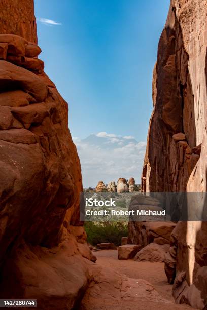 Arches Np Slot Canyon Stock Photo - Download Image Now - Adventure, Arches National Park, Beauty In Nature