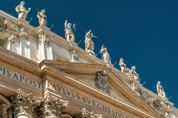 바티칸의 성 베드로 대성당, 로마, 이탈리아, 유럽 - statue architecture st peters basilica vatican 뉴스 사진 이미지