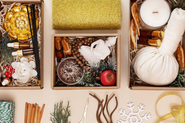 istock Making Christmas sets for meditation, relaxation and self-care 1427284802
