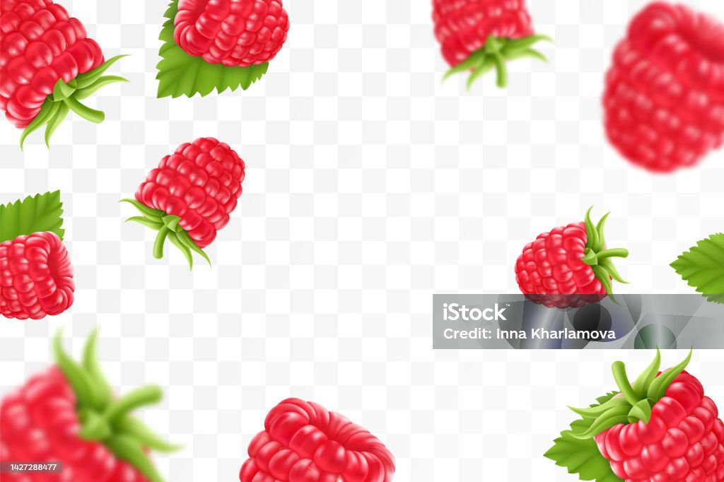 Cute Raspberry Backround Raspberry Background Flying Raspberry With Green Leaf On Transparent ...