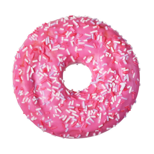 istock Pink donut with sprinkles isolated on white. 1427288814