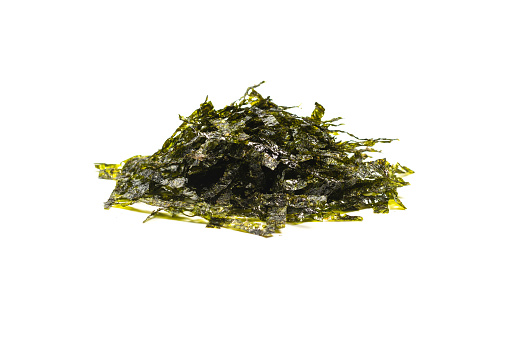 Tasty nori seaweed isolated on a white background.