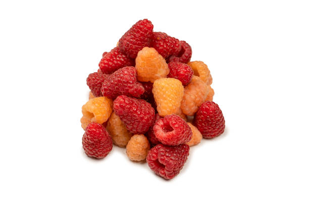 istock Tasty raspberries isolated on  white background. 1427289521