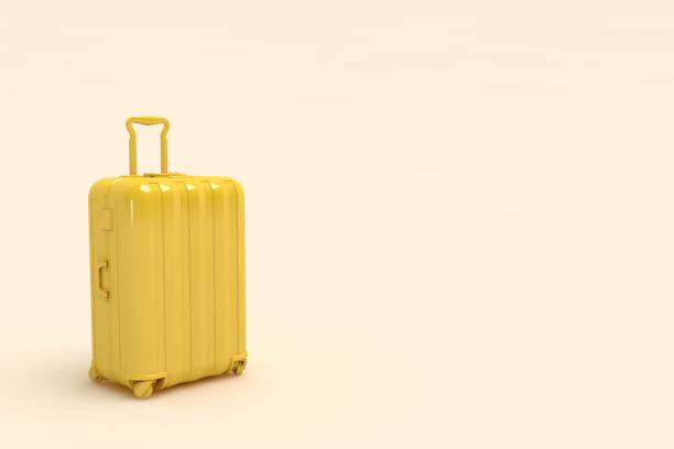 istock Yellow Travel suitcase on white background 1427290378