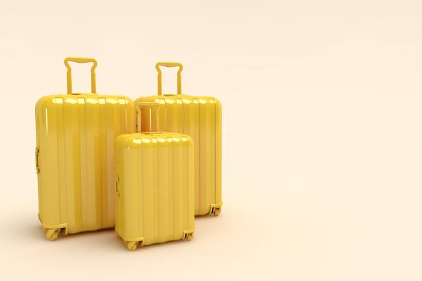 istock Yellow Travel suitcase on white background 1427290423