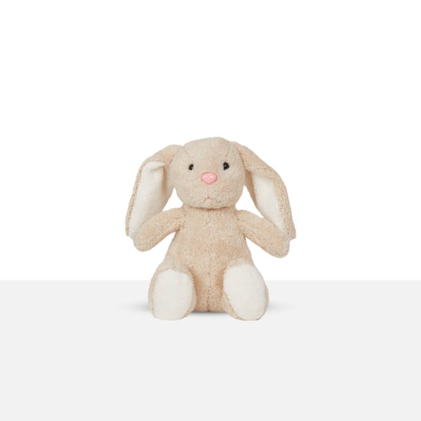 кукла кролика изолирована на белом фоне с обтравочным контуром - rabbit fur стоковые фото и изображения