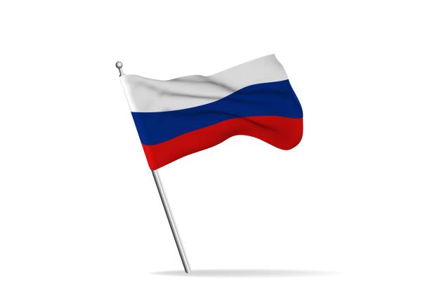 Realistic Russia Flag with Flagpole. Vector Realistic Russia Flag with Flagpole. Vector russia flag stock illustrations