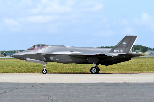Japan Air Self-Defense Force Lockheed Martin F-35A Lightning II stealth multirole fighter. Aomori Prefecture, Japan - September 11, 2022:Japan Air Self-Defense Force Lockheed Martin F-35A Lightning II stealth multirole fighter. misawa japan stock pictures, royalty-free photos & images