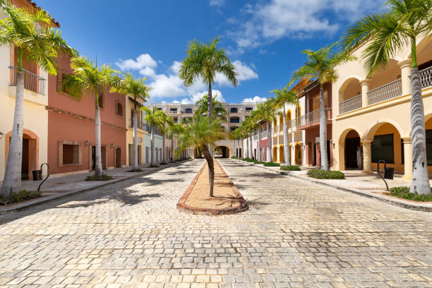 Streets in Capcana Village, Dominican Republic stock photo