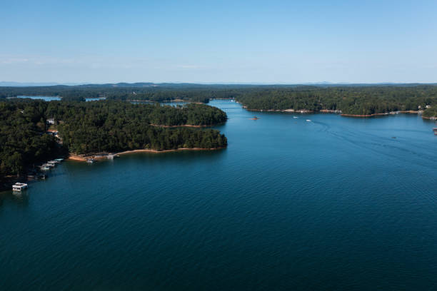 Blue lake and green island