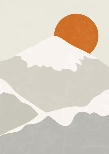 Vector illustration of Mountain winter landscape with white peaks illustration.